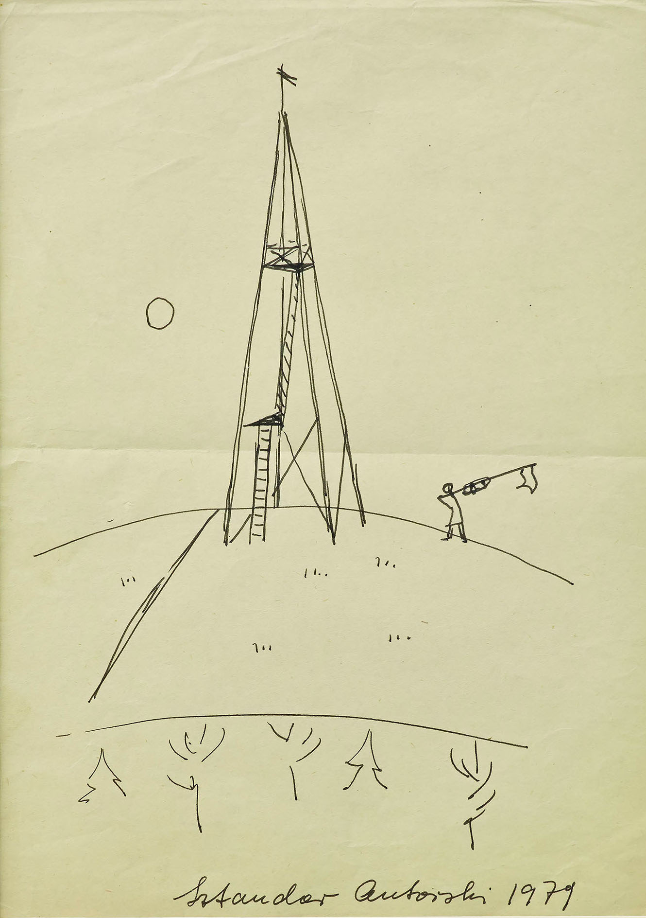 Maria Pinińska-Bereś
1979
Sketch to the performance Author's Flag made on the Prokocim hills in Krakow
pen on paper